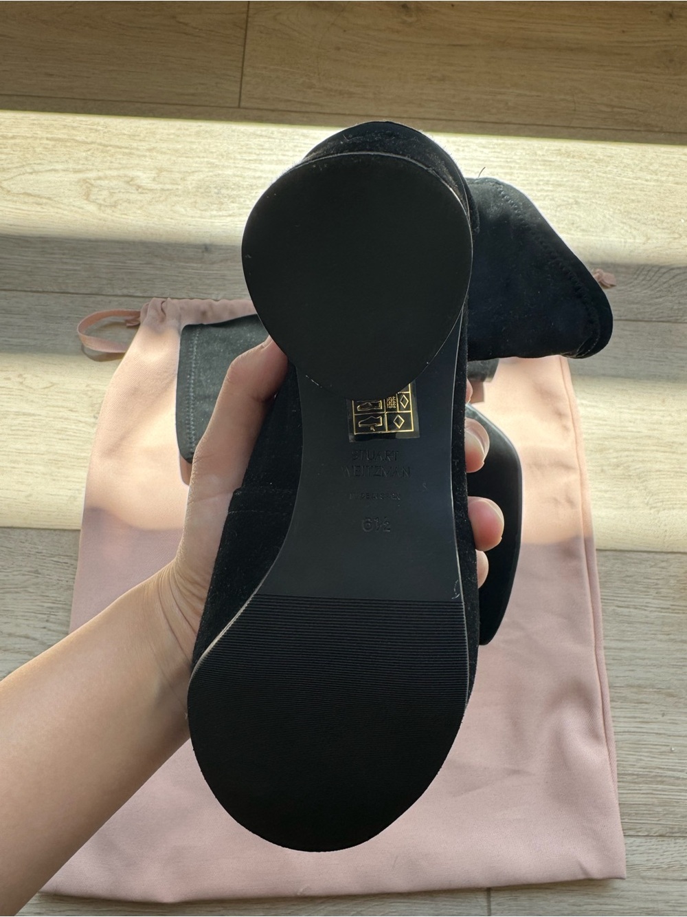 Stuart Weitzman Black Suede Mid-heel Ankle Boots - Picture 3 of 3